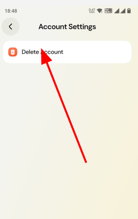 Tap Delete Account